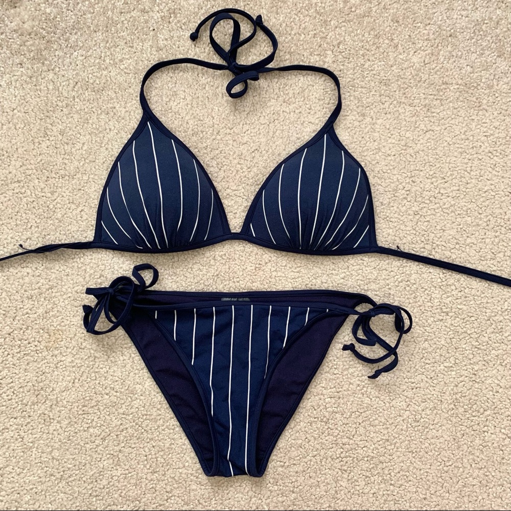 Navy blue and white striped h&m bikini